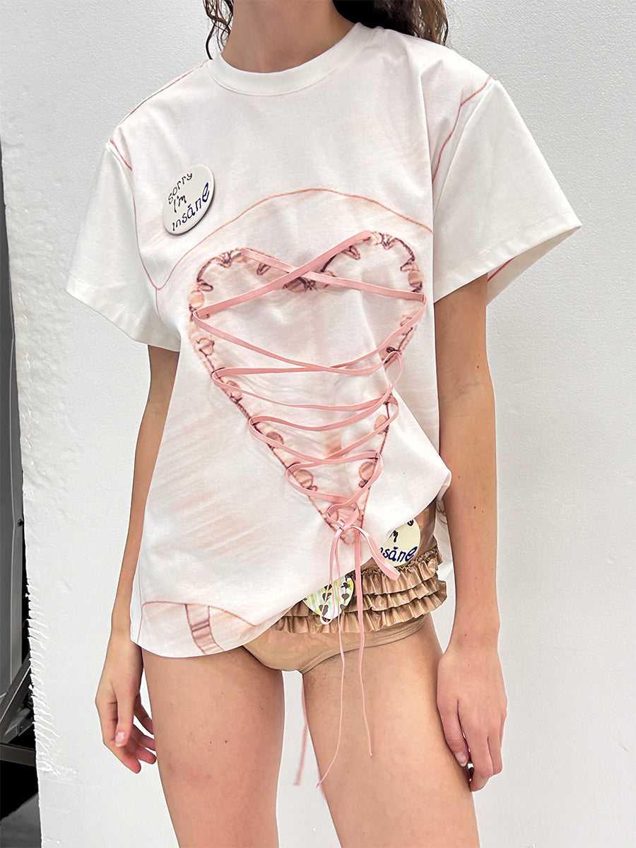 DotyearsxRoe2meDolly Original doll print strappy cotton loose T-shirt