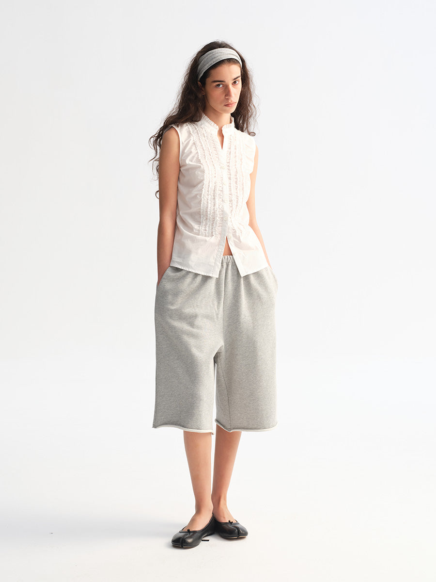Hughum White lace-trimmed camisole shirt