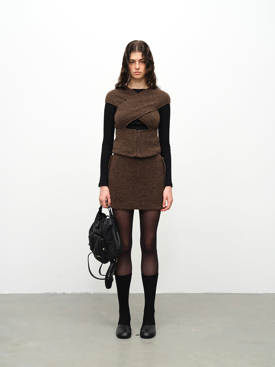 Dotyears24AW Wool knitted coffee suit