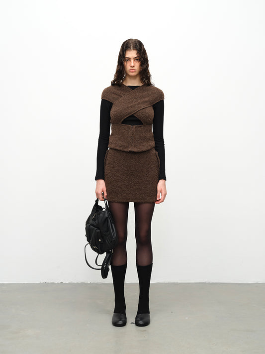Dotyears24AW Wool knitted coffee suit