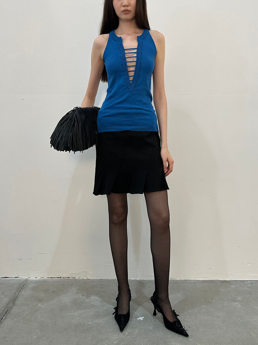 Dotyears Hand-drawn knitted two-tone sweater