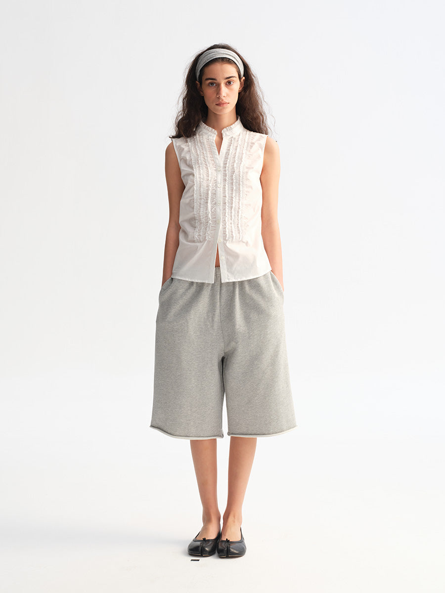 Hughum White lace-trimmed camisole shirt