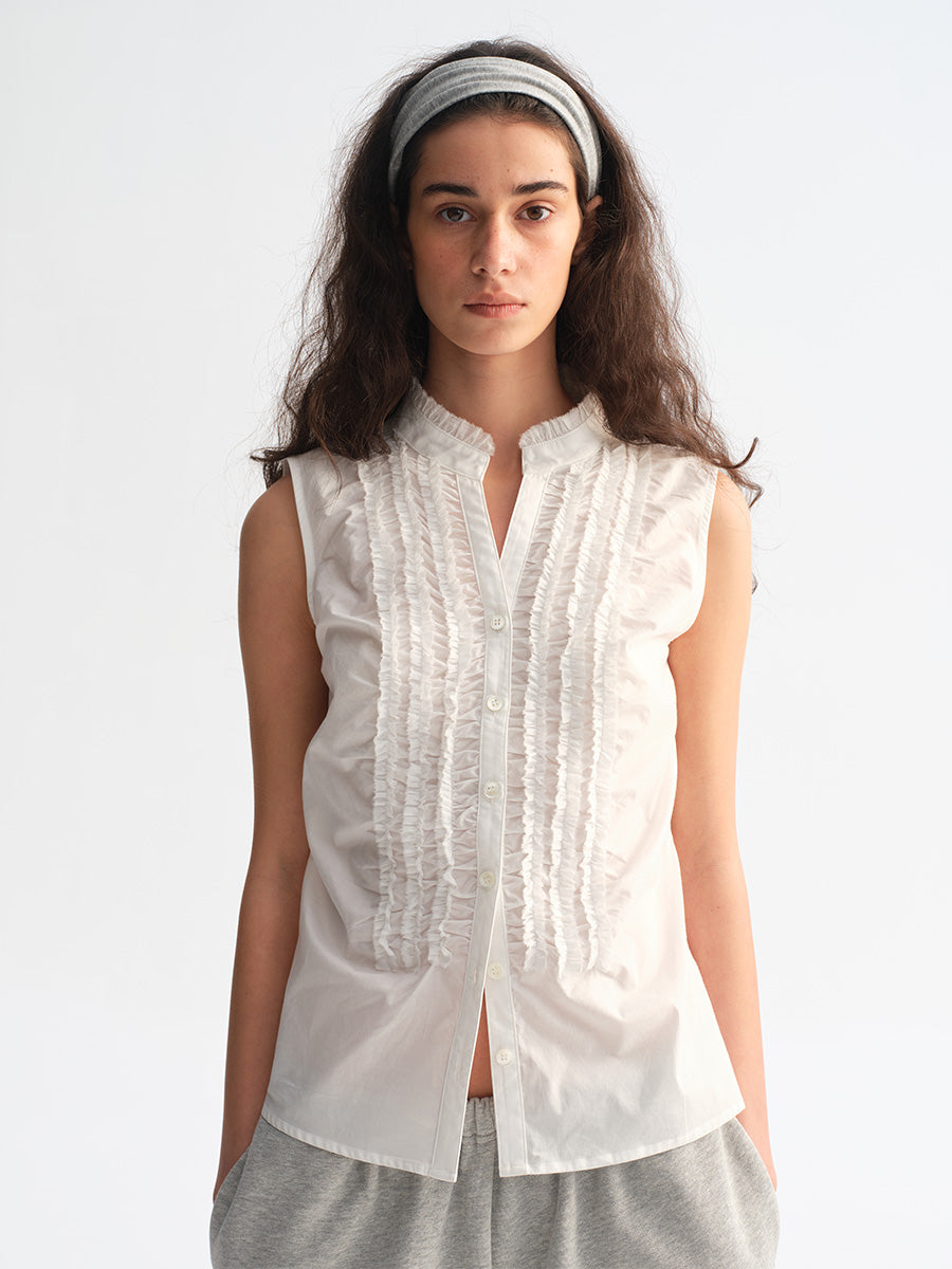 Hughum White lace-trimmed camisole shirt