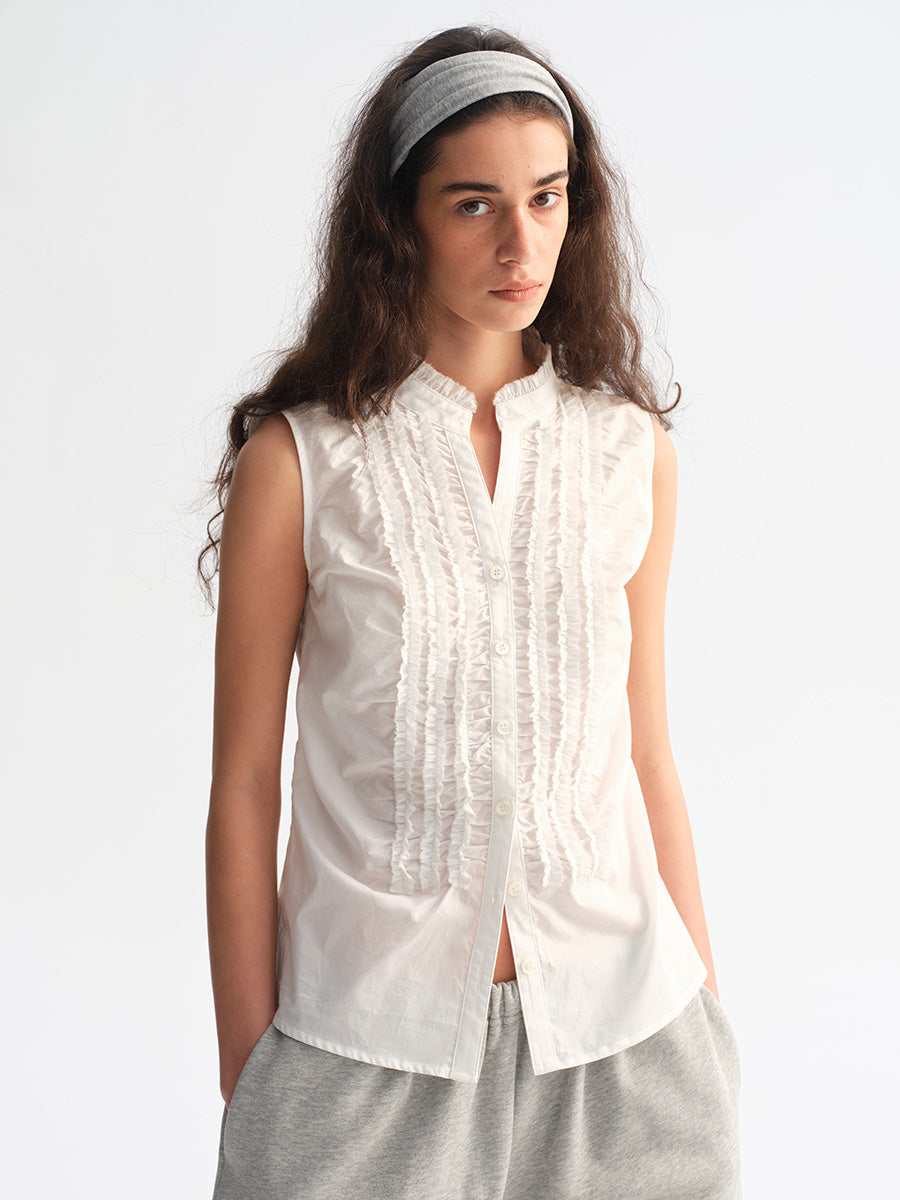 Hughum White lace-trimmed camisole shirt