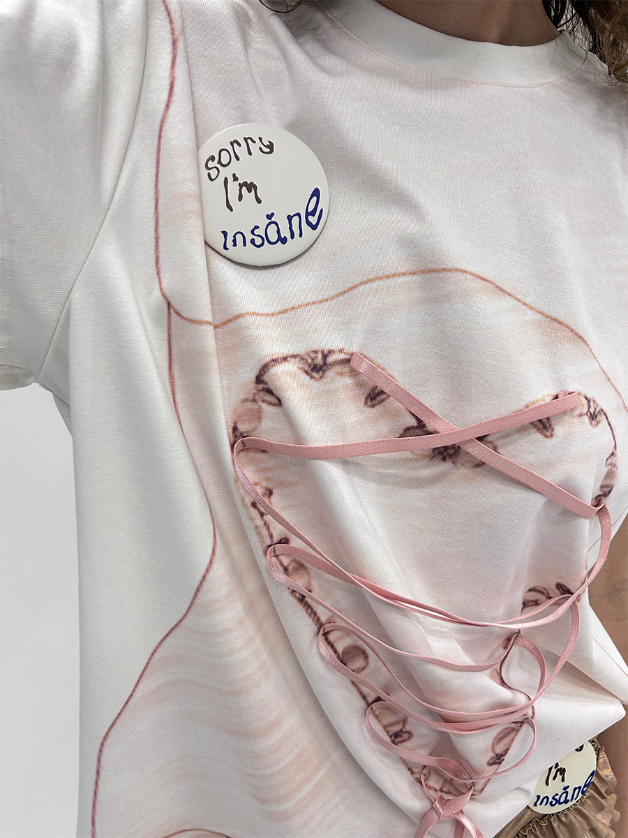 DotyearsxRoe2meDolly Original doll print strappy cotton loose T-shirt