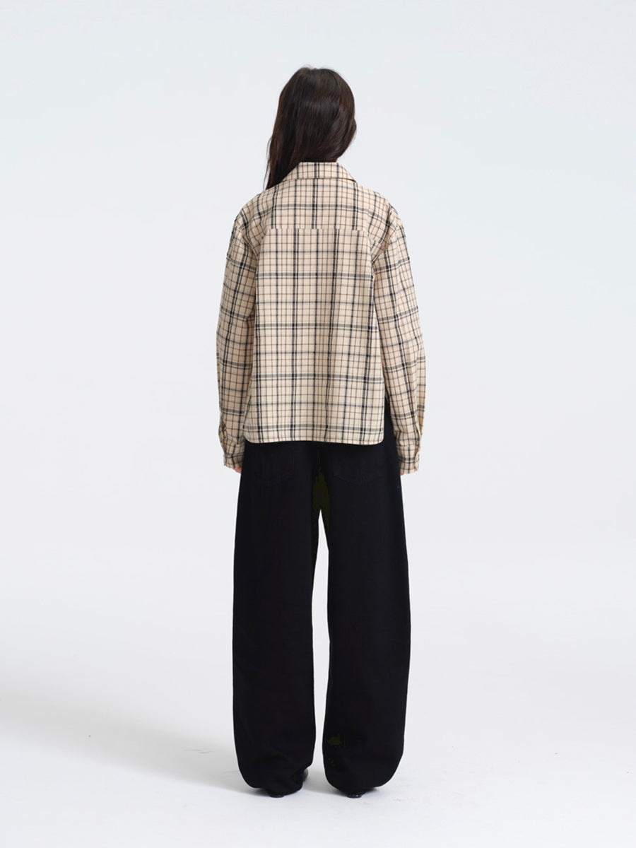 Hughum Khaki Check Cotton Shirt