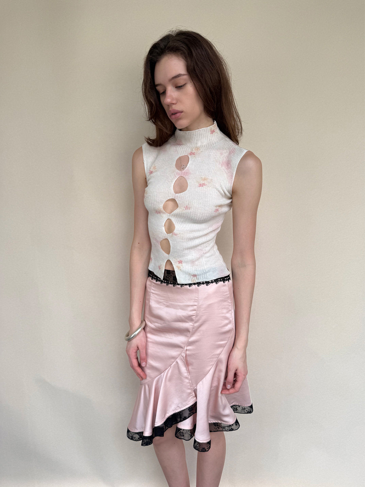 Dotyears Hollow Out Print Thin Knit Vest