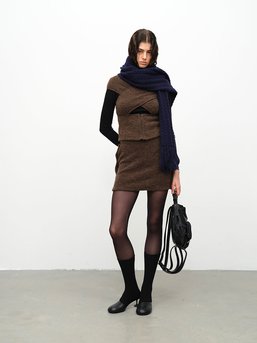 Dotyears24AW Wool knitted coffee suit