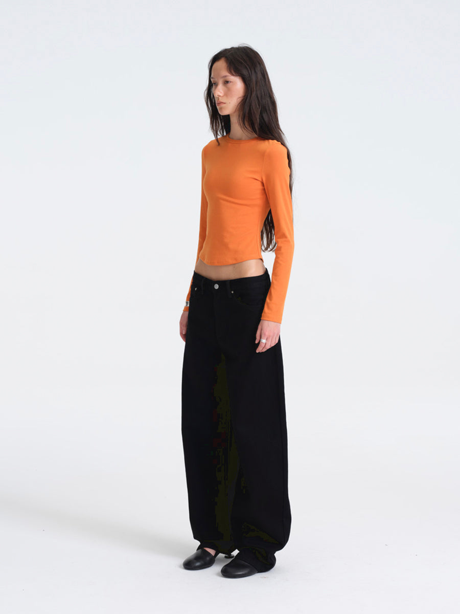 Hughum Solid Color Crewneck Knit Long Sleeve Top