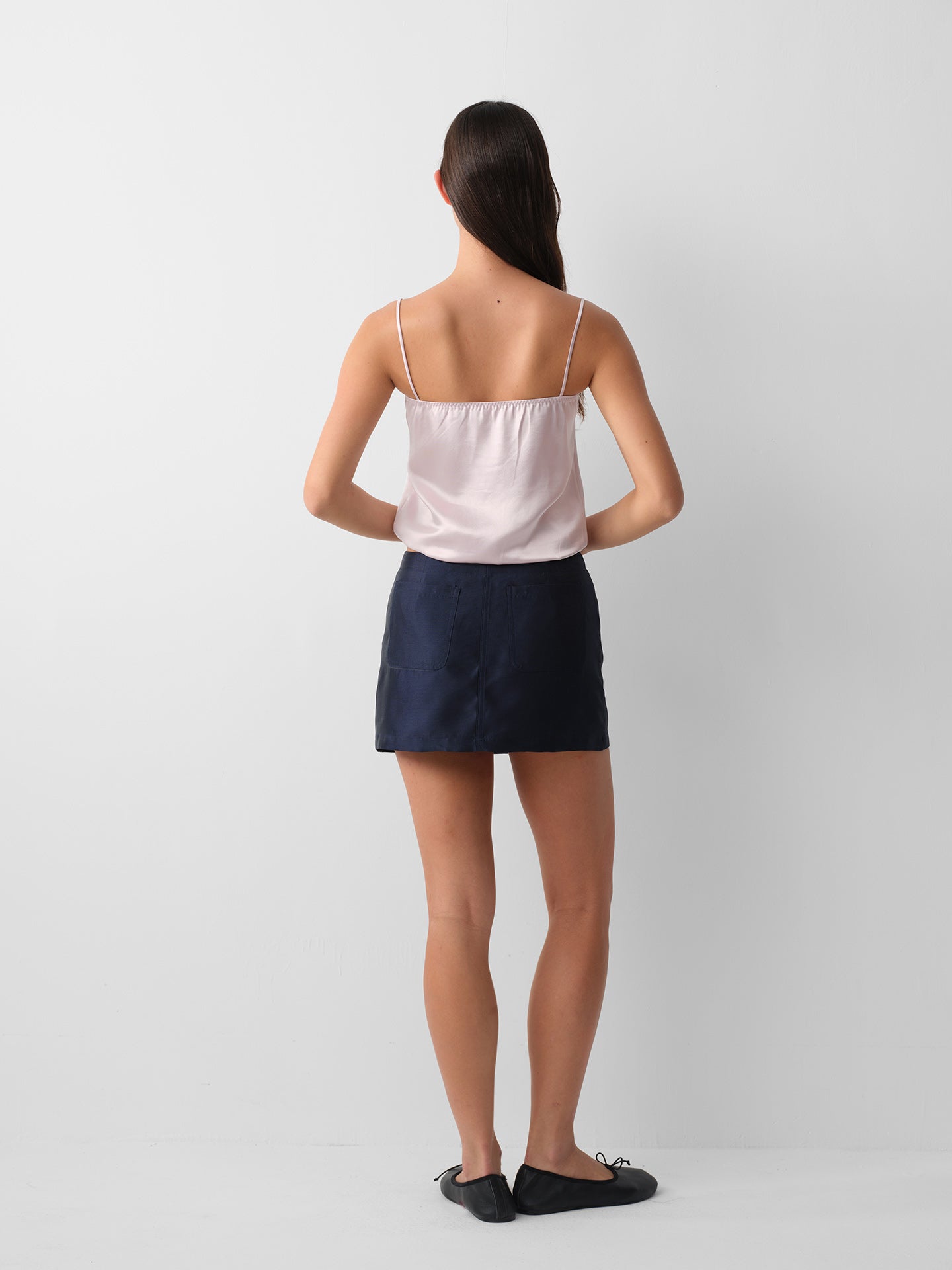 Hughum Acetate Satin Bow Cami