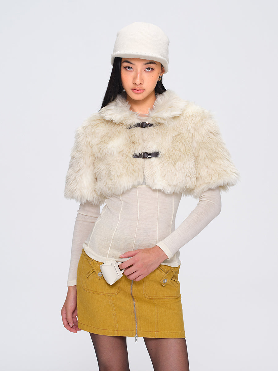 Dotyears Eco-Friendly Post-Processed Fur Shawl Coat