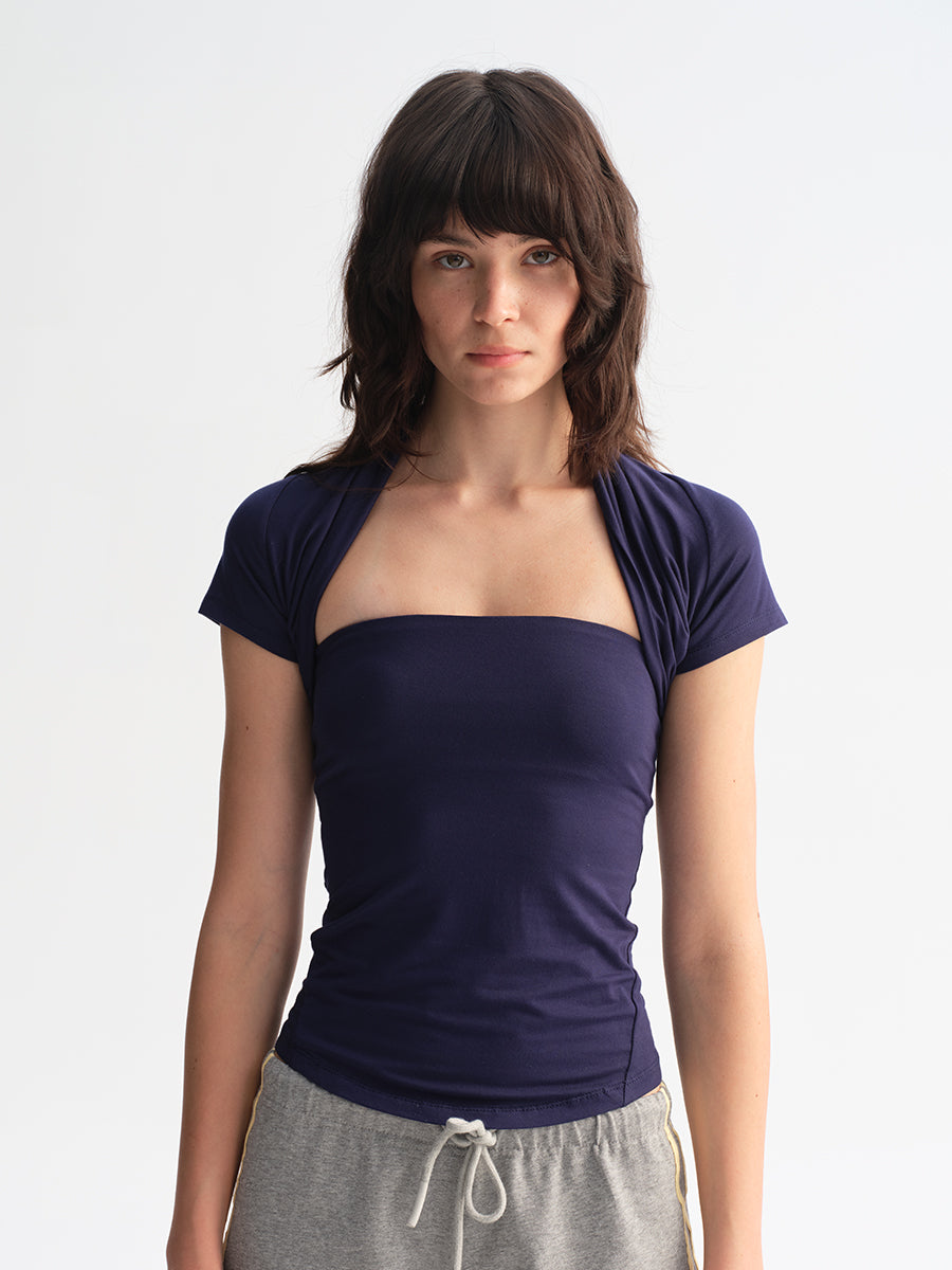 Hughum Tube Top & Short Sleeve Two-Piece Set