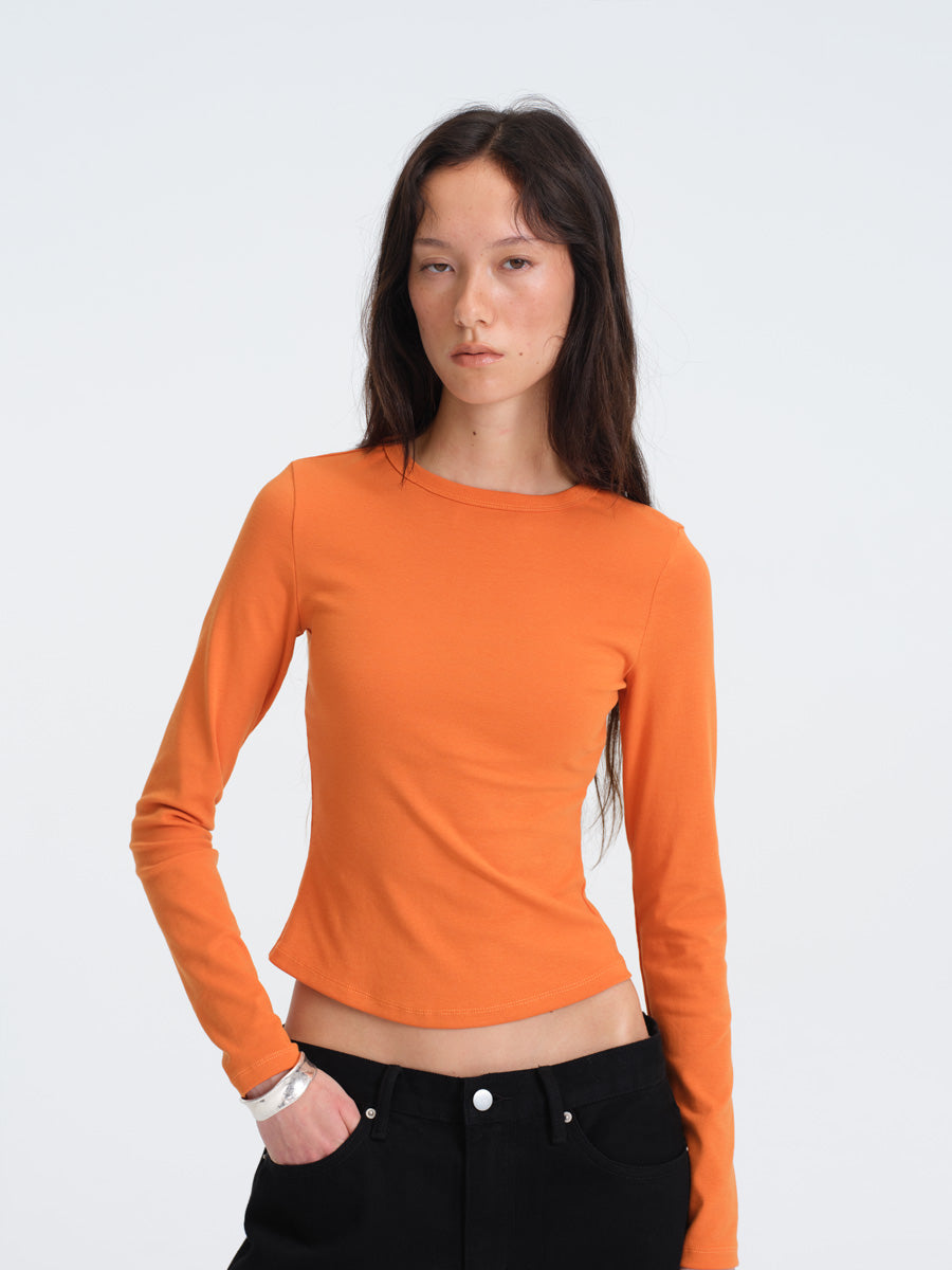 Hughum Solid Color Crewneck Knit Long Sleeve Top
