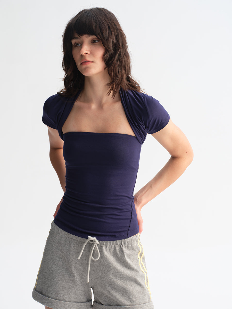 Hughum Tube Top & Short Sleeve Two-Piece Set