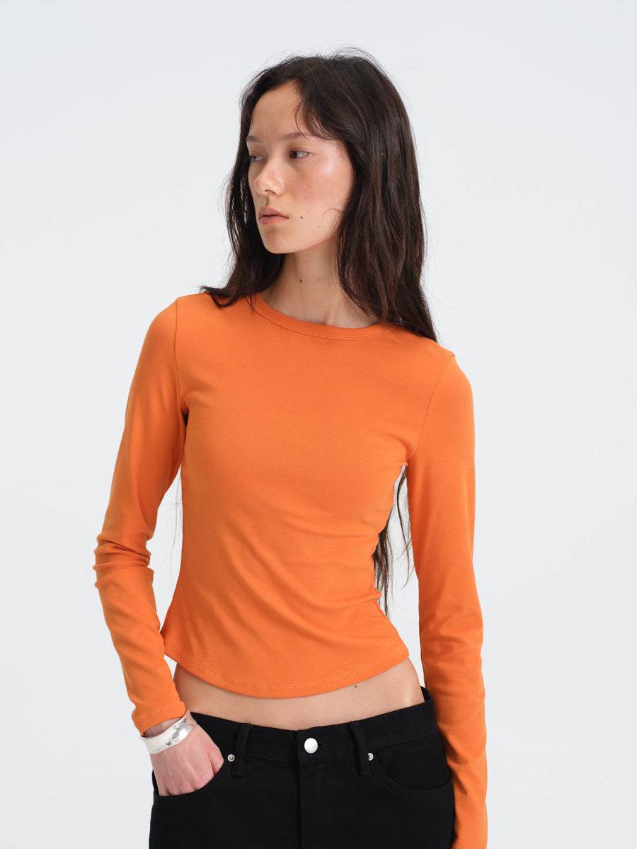 Hughum Solid Color Crewneck Knit Long Sleeve Top