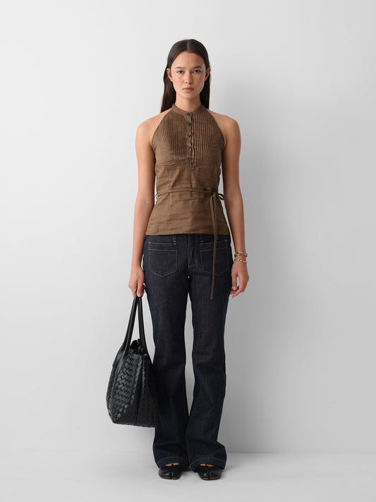 Hughum Ramie Halter Camisole Shirt