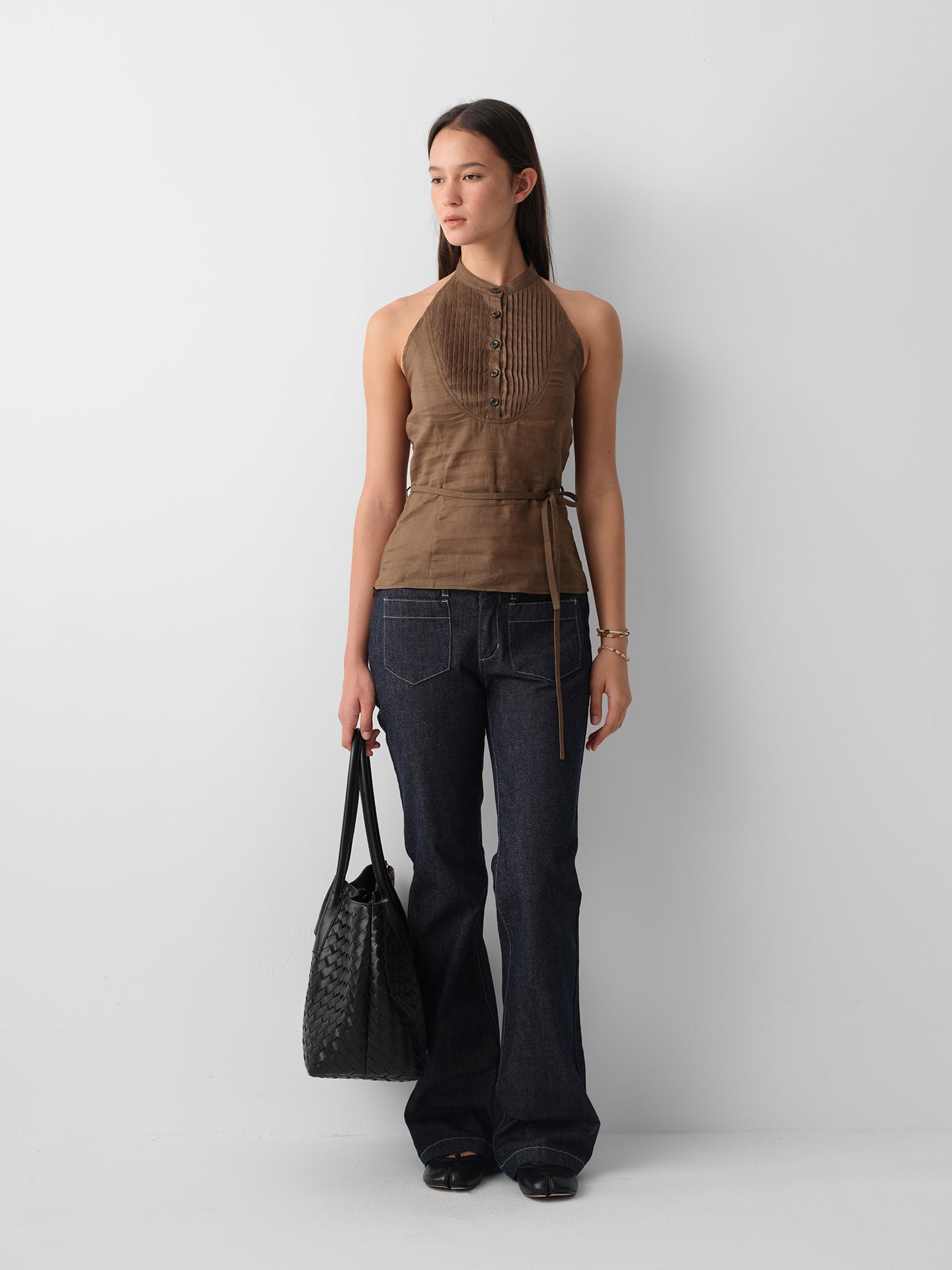 Hughum Ramie Halter Camisole Shirt