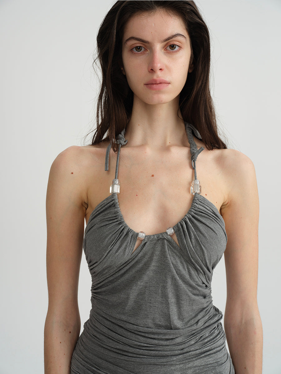 Dotyears Grey beaded hand-woven shoulder strap holiday set