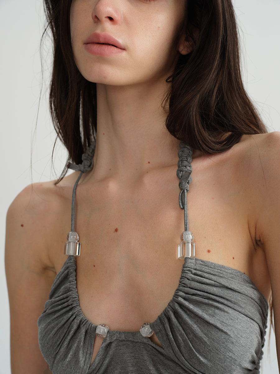 Dotyears Grey beaded hand-woven shoulder strap holiday set