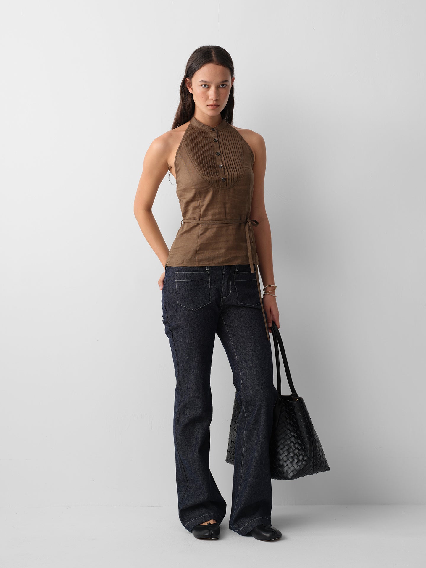Hughum Ramie Halter Camisole Shirt