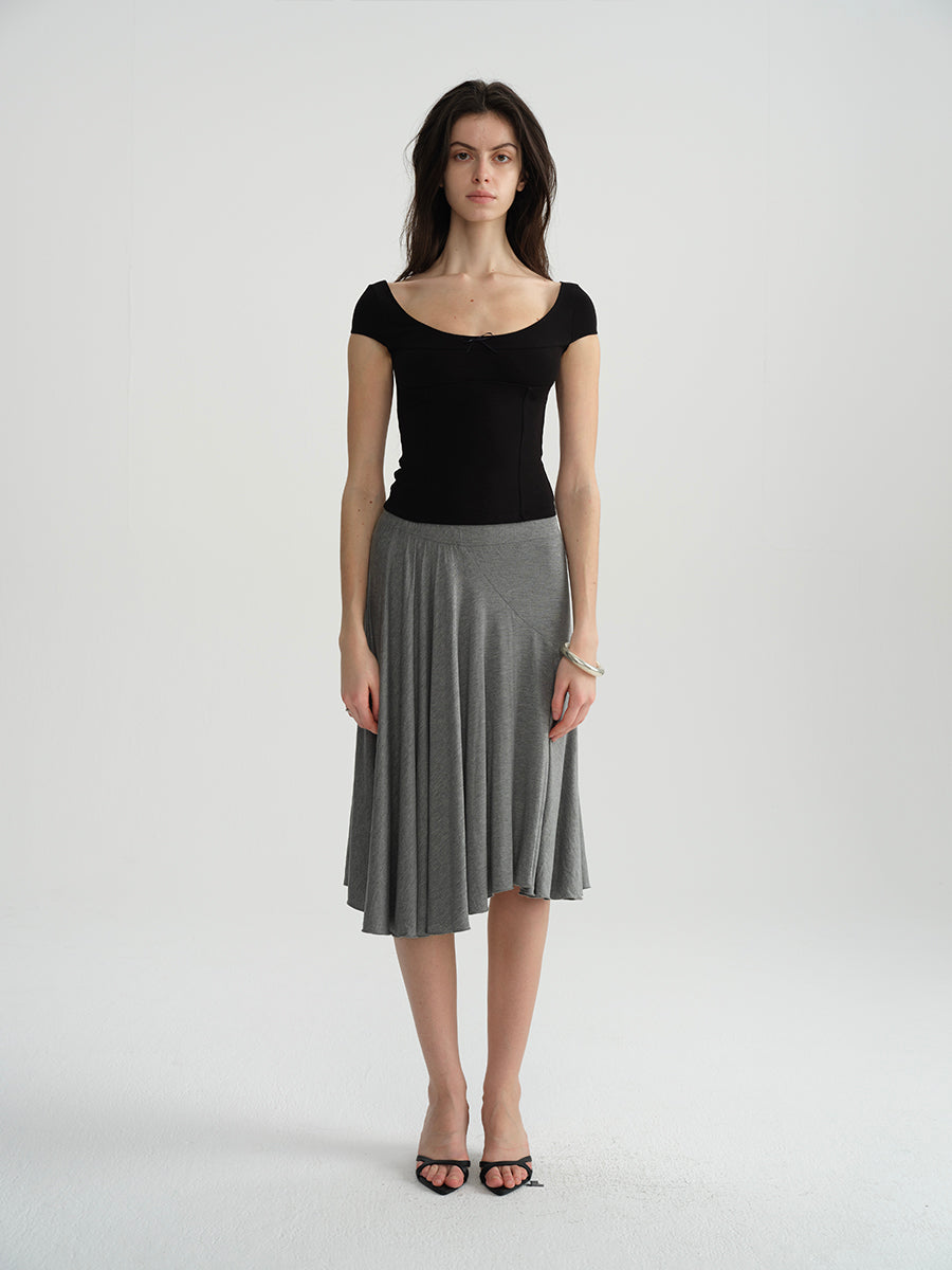 Dotyears Two-tone herringbone scoop neck basic fit slim fit T-shirt