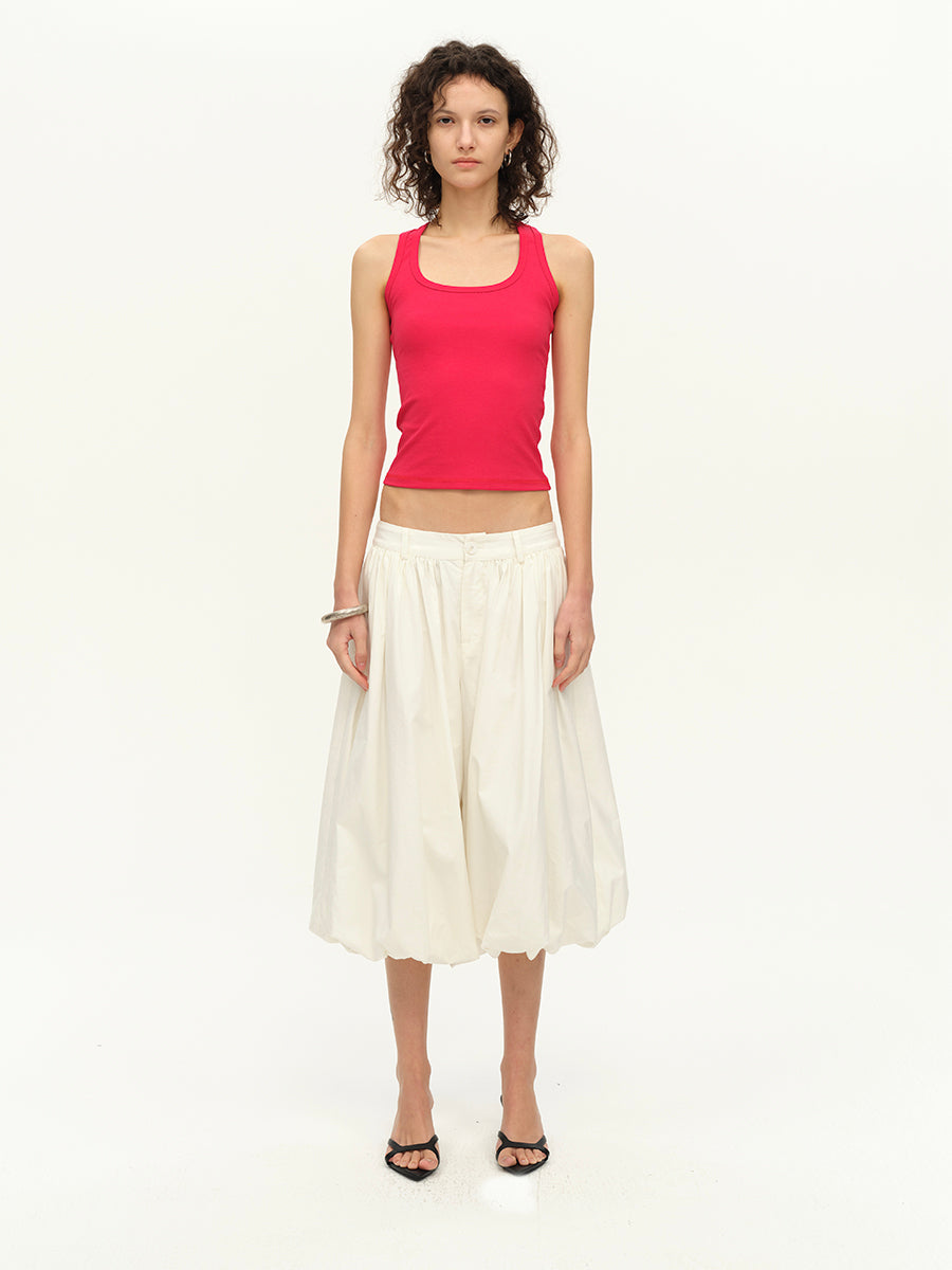 Hughum White cotton linen bloomers pants