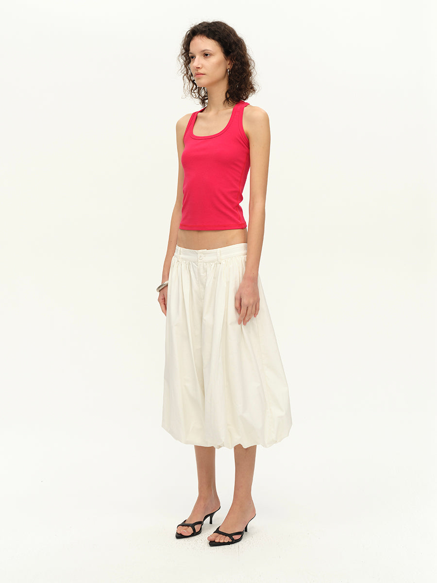 Hughum Square collar racerback rose red grey knitted vest