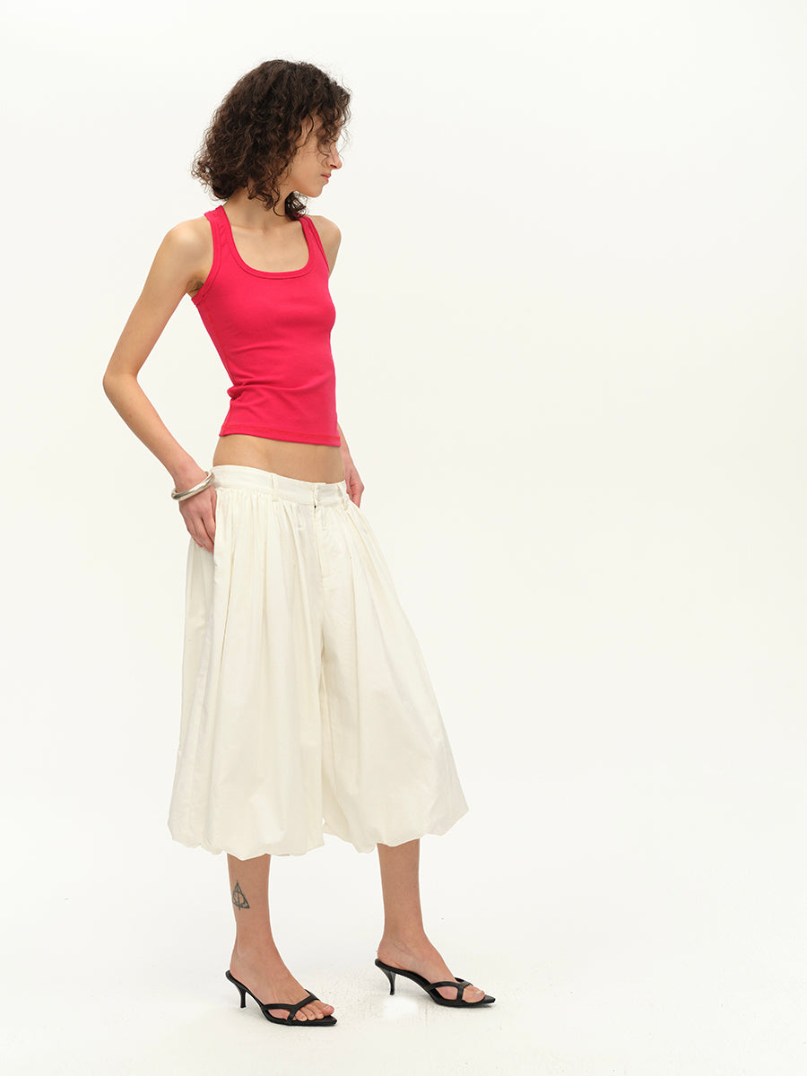 Hughum Square collar racerback rose red grey knitted vest