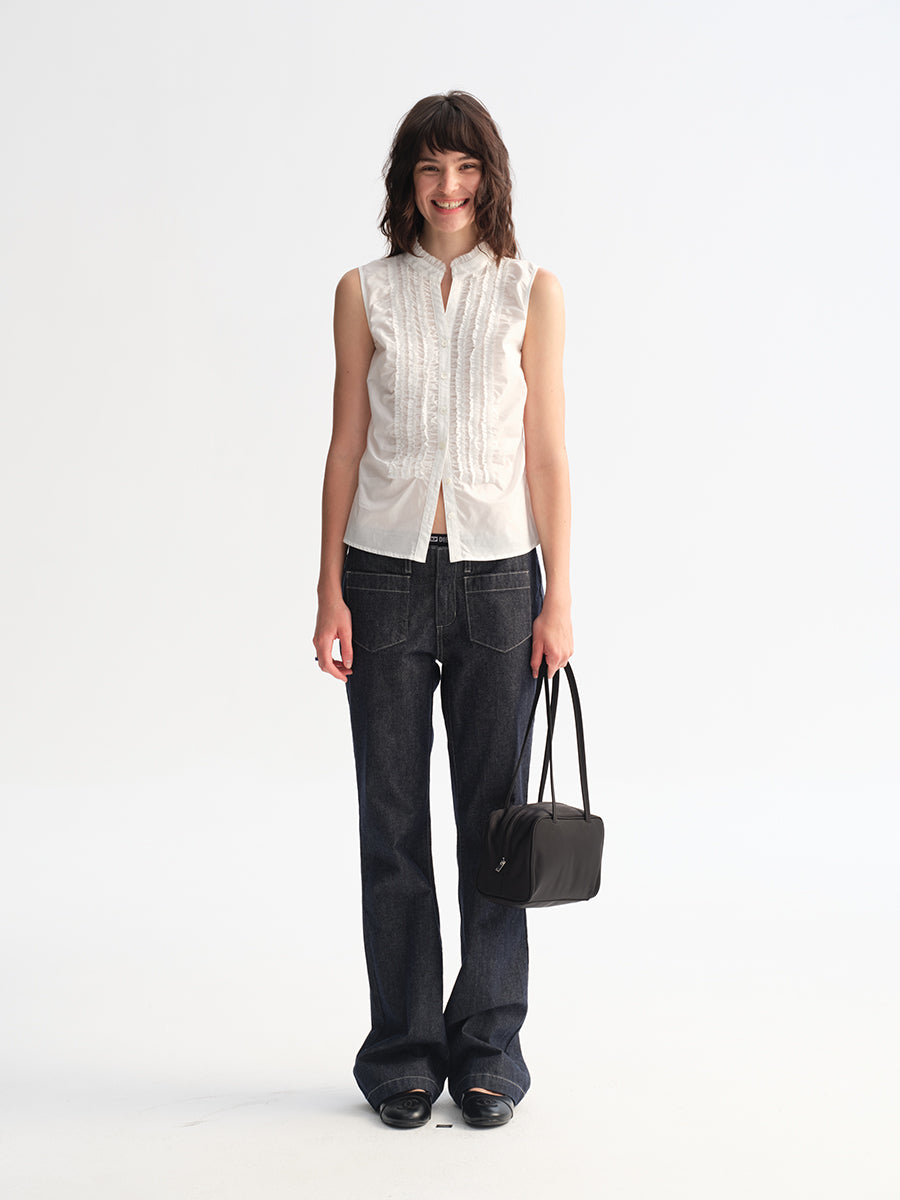 Hughum White lace-trimmed camisole shirt
