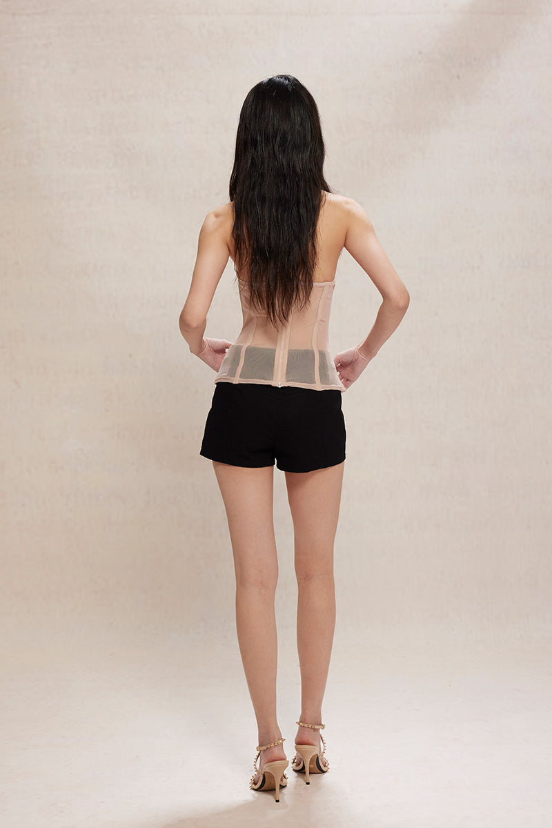 Dotyears24ss Mesh hot drill herringbone craft nude slim corset