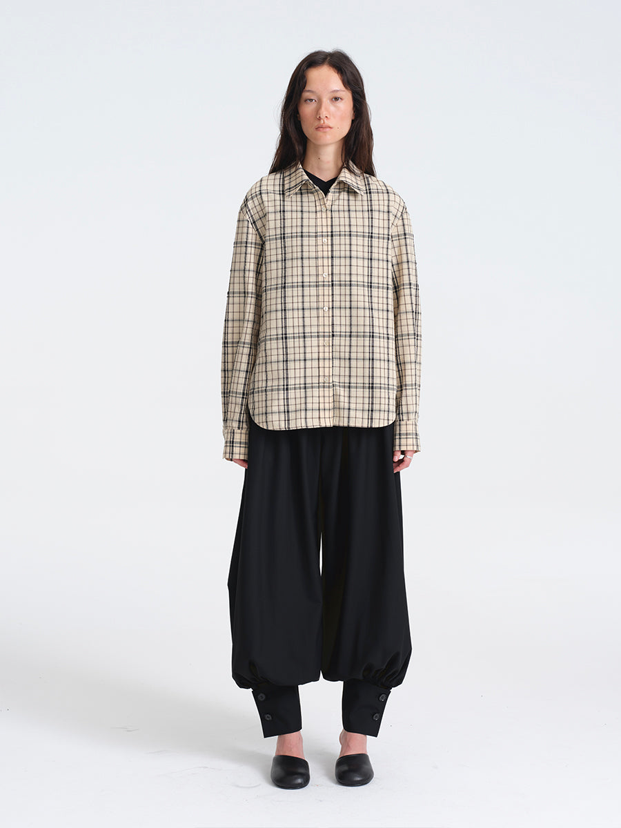 Hughum Khaki Check Cotton Shirt