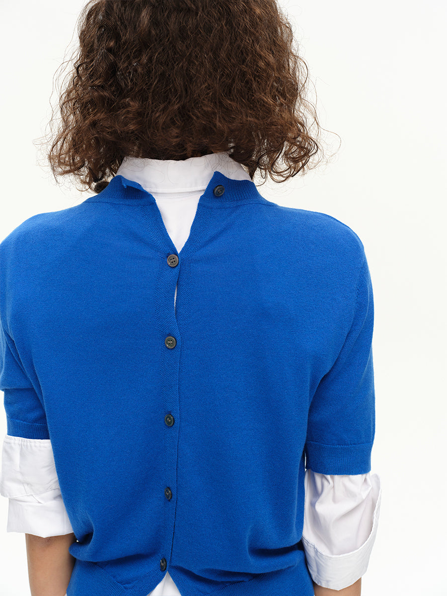 Hughum Blue grey crewneck knit short sleeves