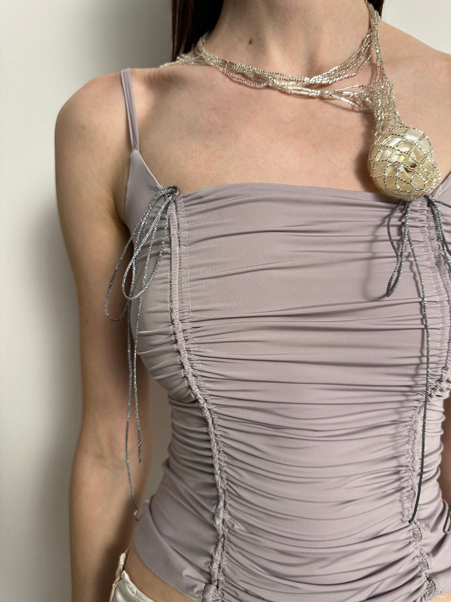 Dotyears Forest Whispers - Light-coloured drawstring pleated slim suspenders