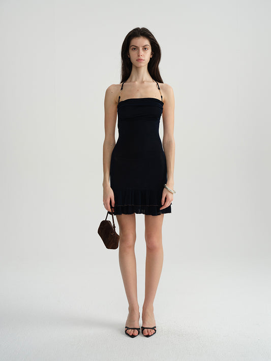 Dotyears Navy acetate dress