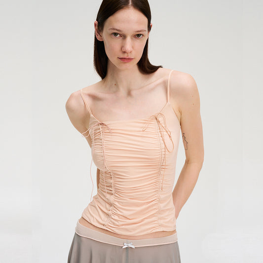 Dotyears Forest Whispers - Light-coloured drawstring pleated slim suspenders