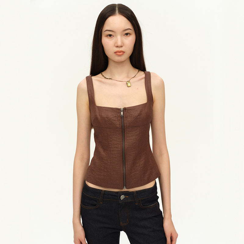 Dotyears Slim fit tunic in dark brown linen custom fabric