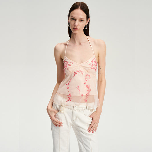 Dotyears embroidered double tulle feel lightweight A pendulum suspenders