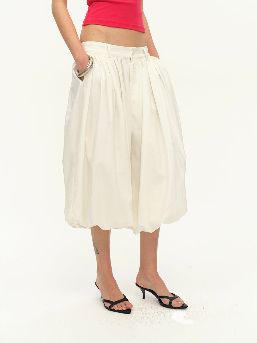 Hughum White cotton linen bloomers pants