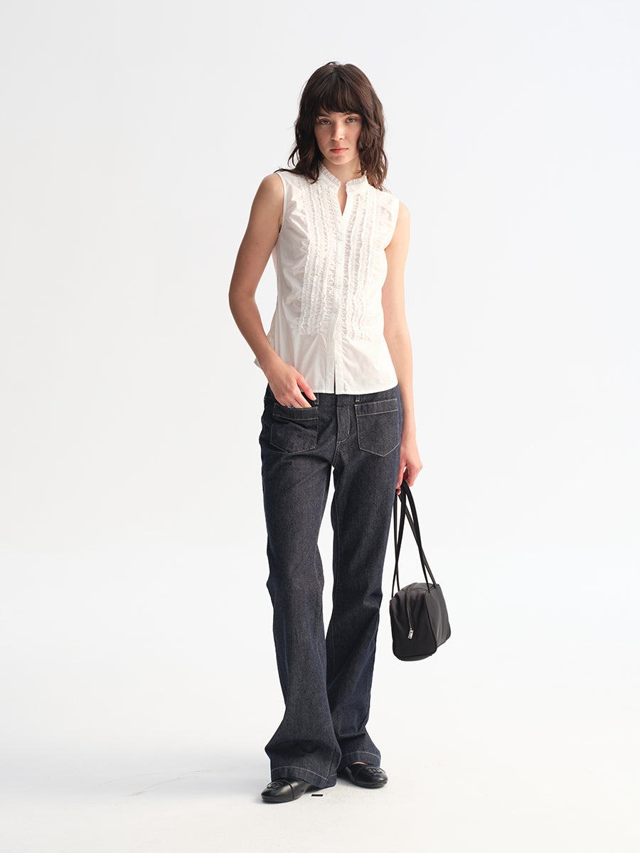 Hughum White lace-trimmed camisole shirt