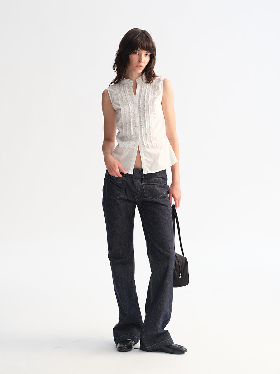 Hughum White lace-trimmed camisole shirt