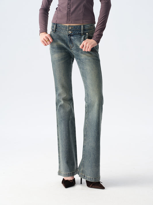 Dotyears Distressed Light Blue Flared Jeans with Sequins