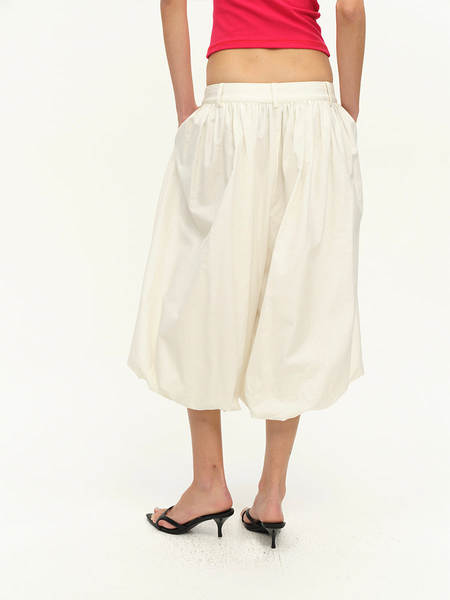 Hughum White cotton linen bloomers pants