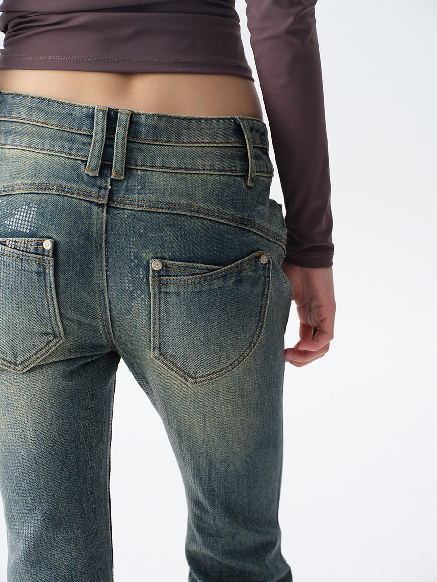 Dotyears Distressed Light Blue Flared Jeans with Sequins