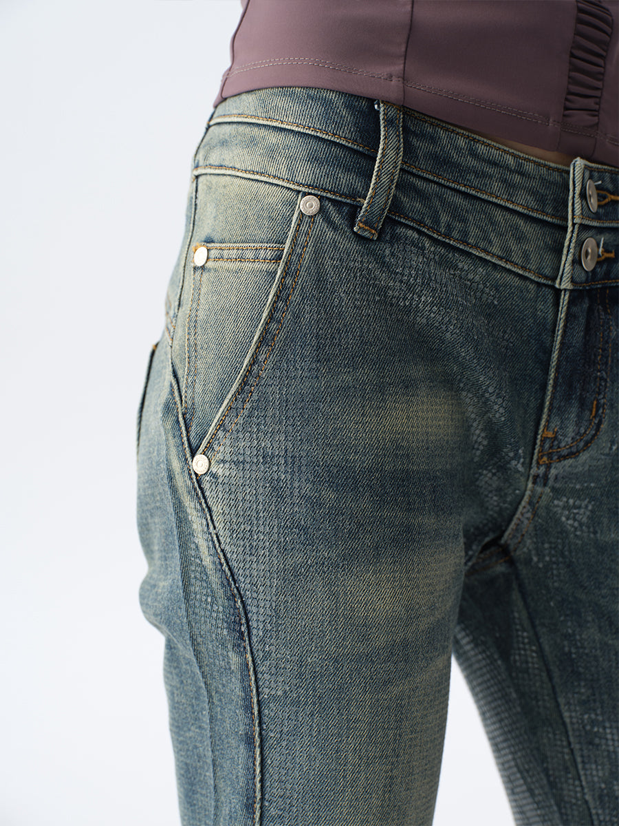 Dotyears Distressed Light Blue Flared Jeans with Sequins