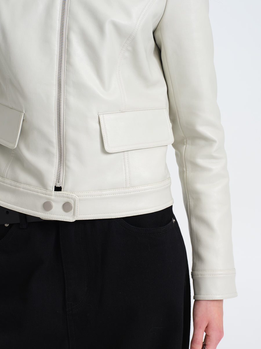 Hughum Light Gray Leather Jacket