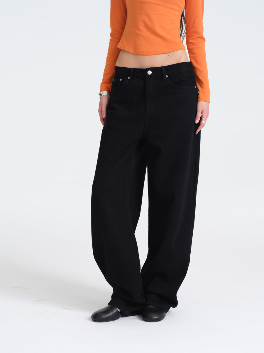 Hughum Black Loose-Fit Jeans