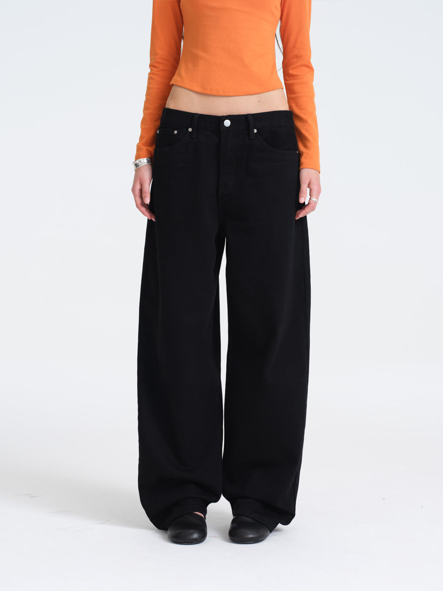 Hughum Black Loose-Fit Jeans