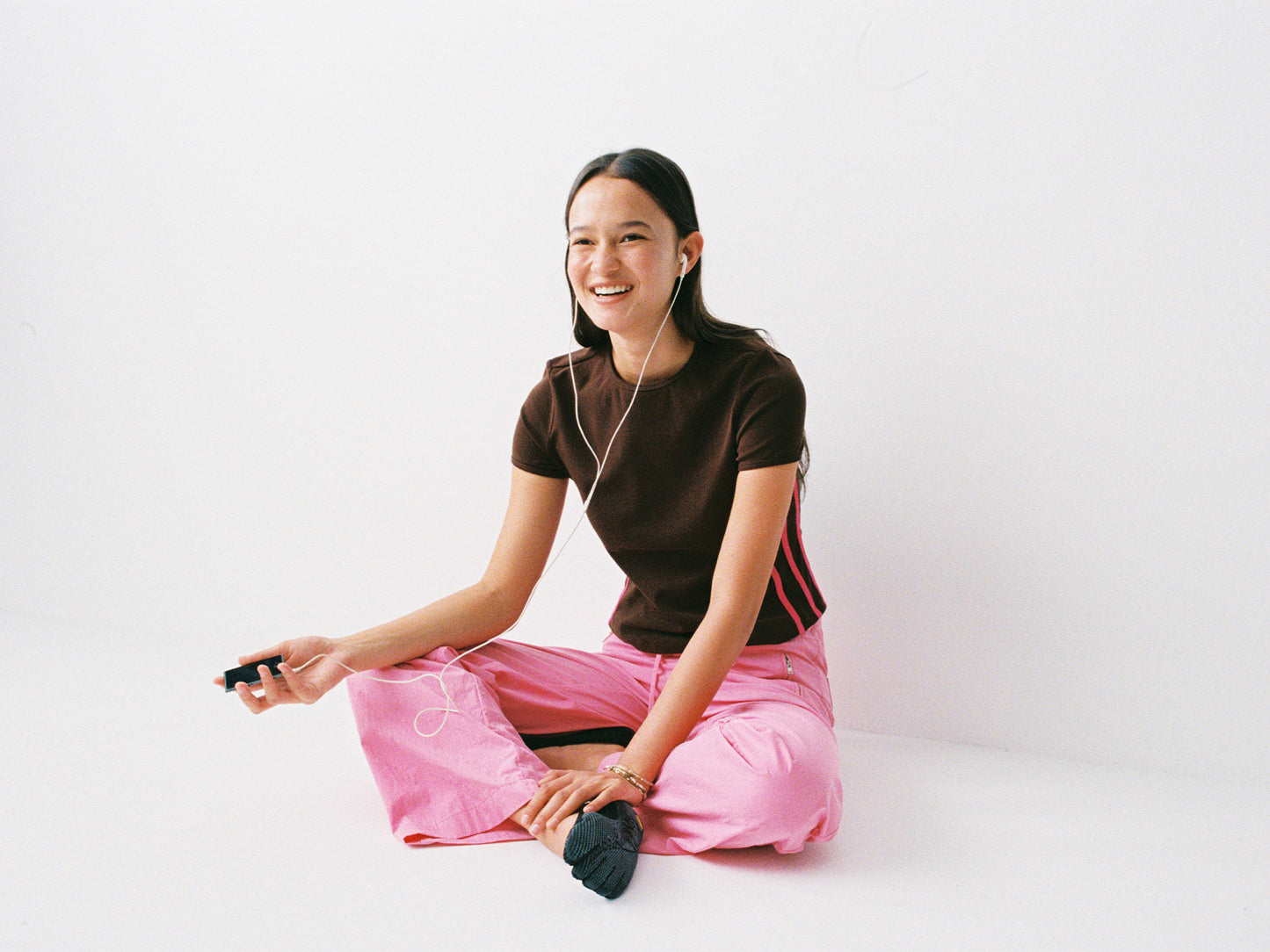 Hughum Pink Cotton-Feel Low-Rise Tie-Strap Straight Leg Pants