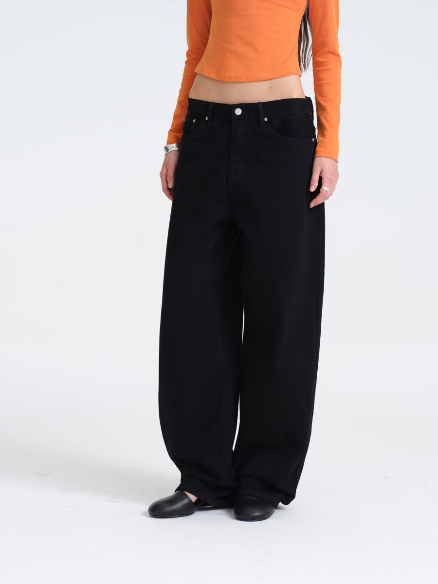 Hughum Black Loose-Fit Jeans