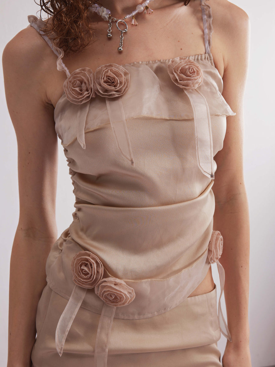 Dotyears24ss Handmade flower patchwork gauze sling set